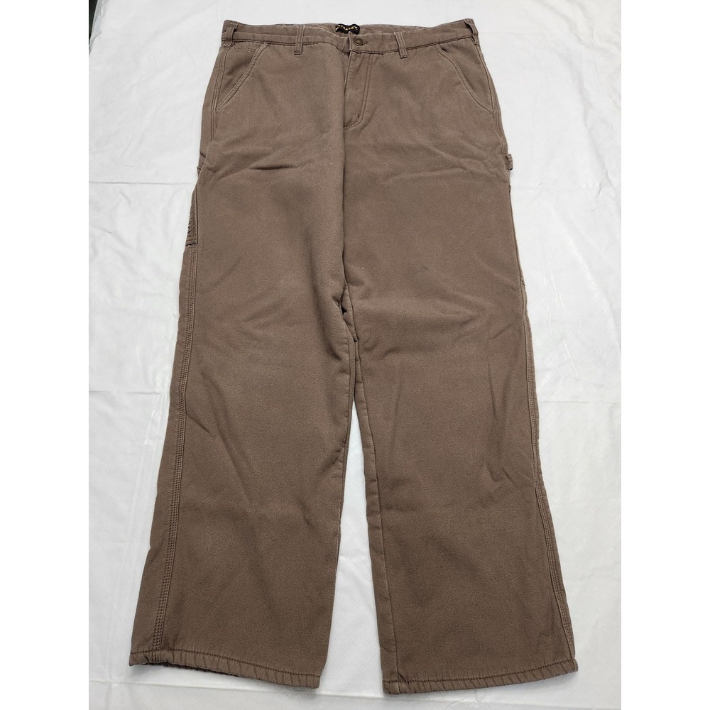 Stanley‎ Pants Mens 34x30 Brown Fleece Lined Canvas Carpenter Insulated Workwear